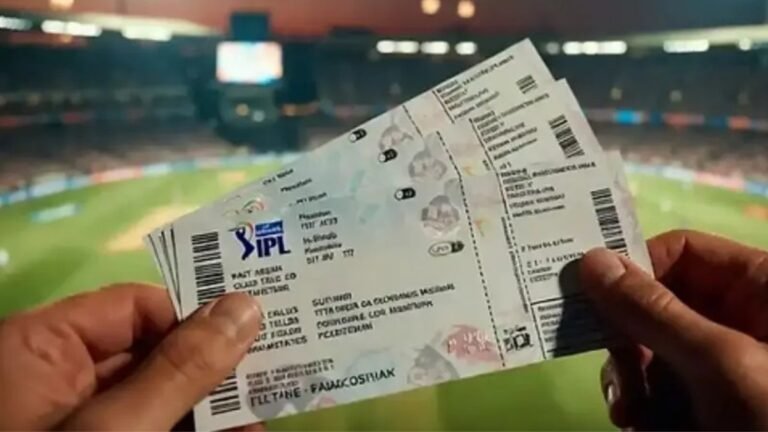 Crowded cricket stadium with fans during IPL match ticket demand surge